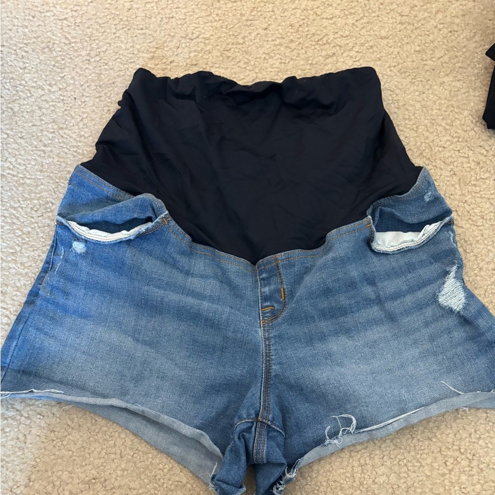 Stylish Blue Maternity Denim Women's Shorts